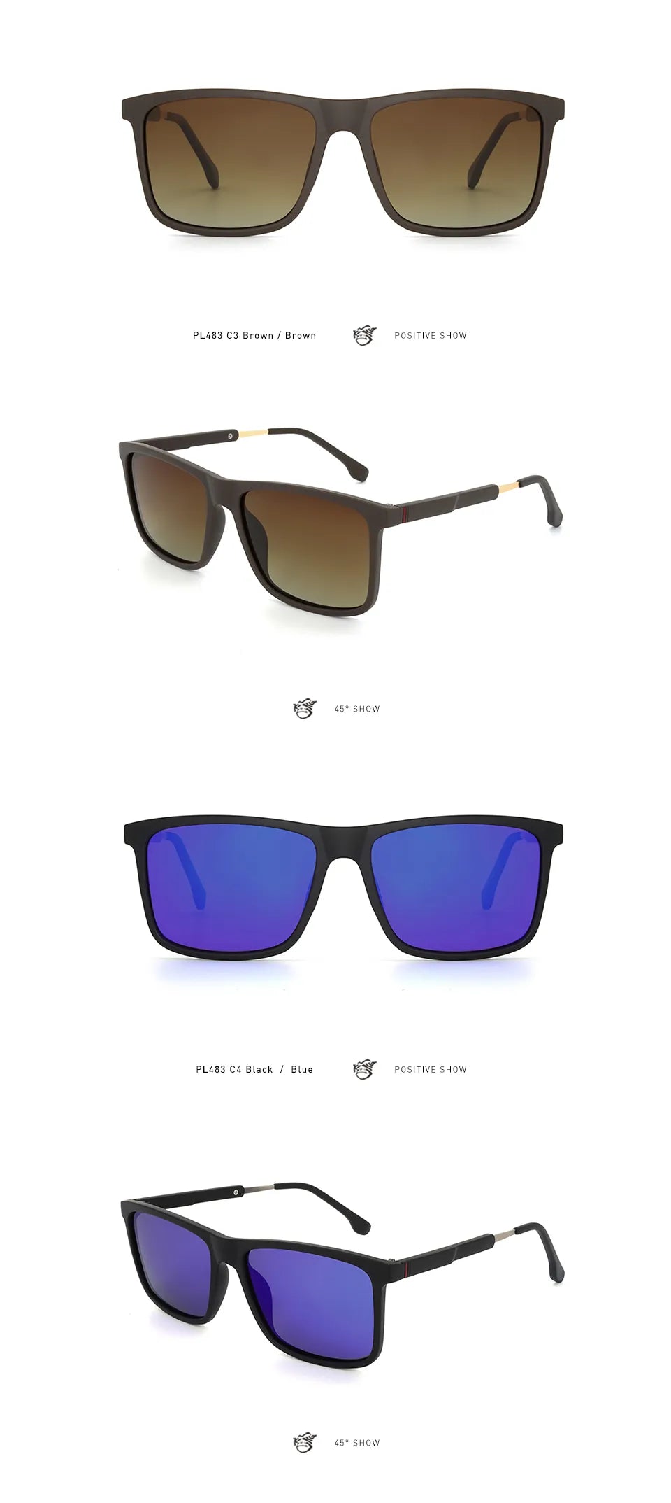 Men Vintage Mix Material Polarized Sunglasses Classic Brand Sun glasses Coating Lens Driving Eyewear For Men/Women 483